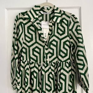 Zara Green Geometric Shirt Dress